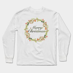 Christmas Flower Wreath Long Sleeve T-Shirt